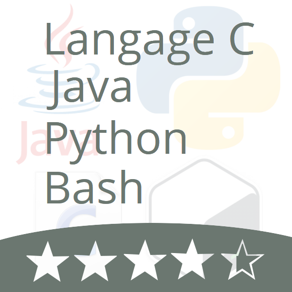 Python, C, Java, Bash