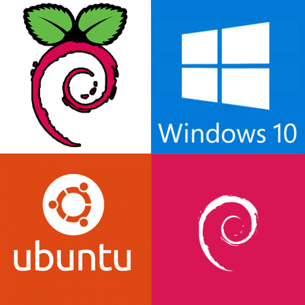 Windows, Linux (Raspbian, Ubuntu, Debian, Manjaro...)